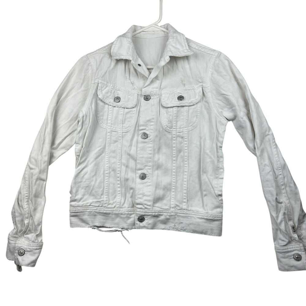 Citizens of Humanity Denim Jacket XS White Distressed Trucker Grunge Y2K Street